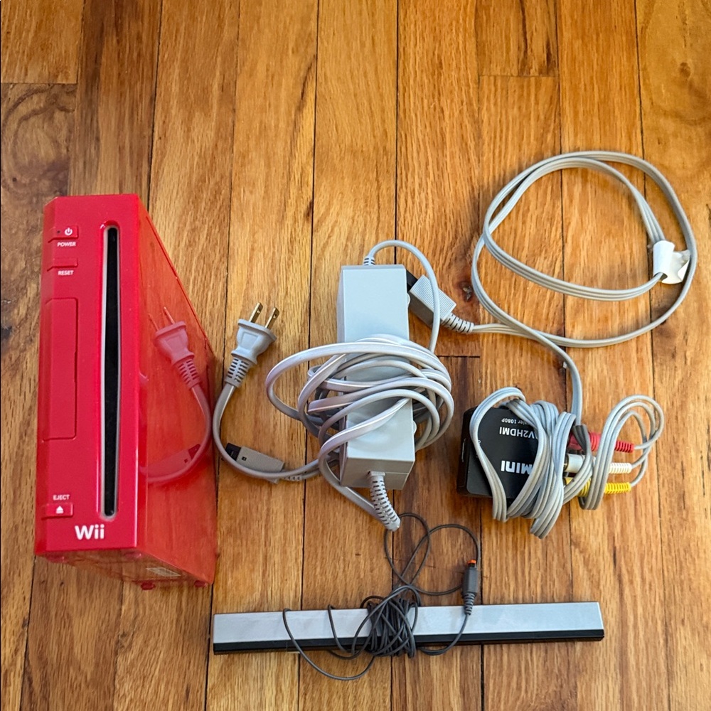 Nintendo Wii Console in Vibrant Red with Accessories